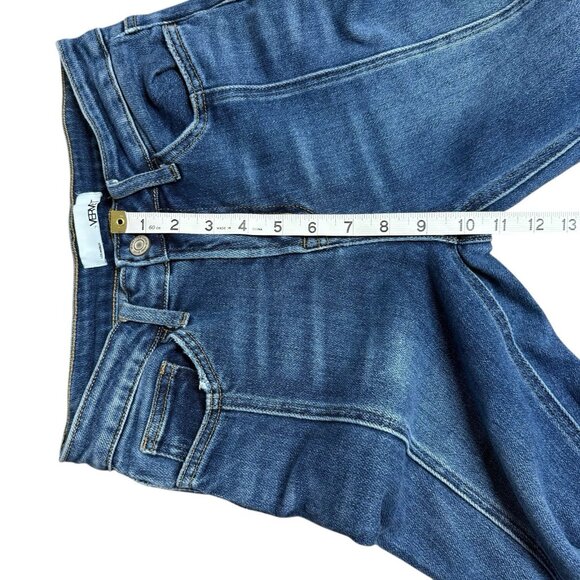 VERVET JEANS V2523 FRONT SEAM SPLIT LEG RAW HEM SZ 25 STRETCH STRAIGHT DENIM - Picture 8 of 9
